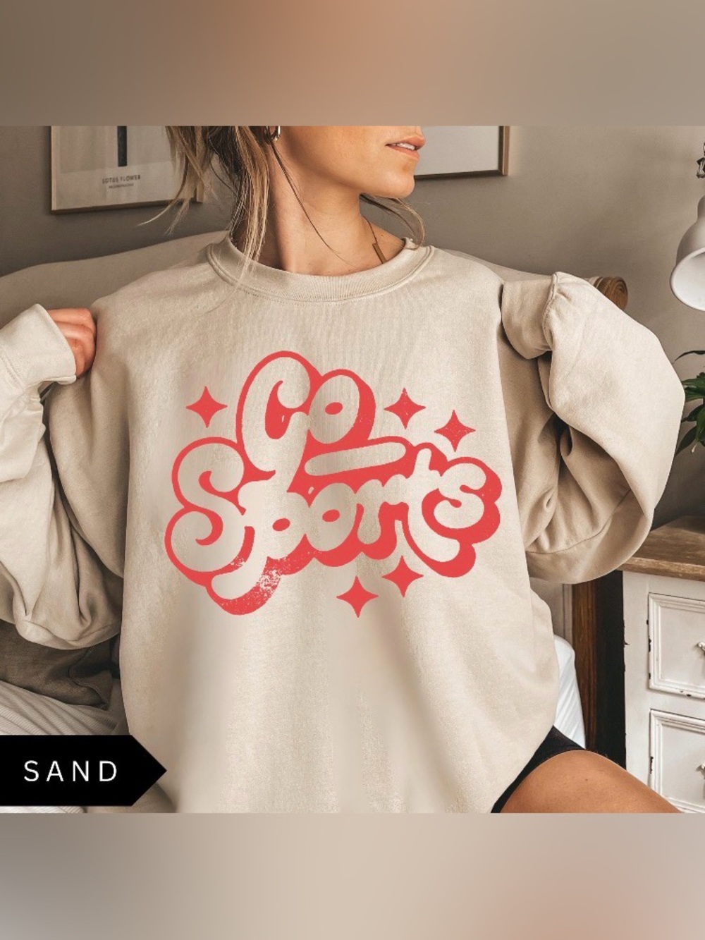 Go Sports Sweatshirt, Vintage Distressed Sports T-Shirt, Trendy Graphic Sports